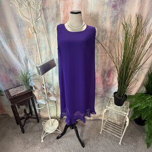 📌Another Thyme Sleeveless Georgette Chiffon Plus Size Ruffled Hem Dress